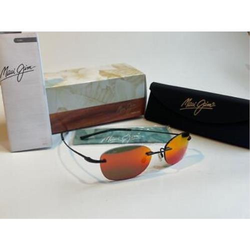 Maui Jim Aki Aki Polarized Sunglasses RM333-2M Matte Black/lava Red Mirr Rimless