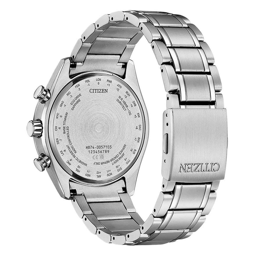 Citizen Titanium Sapphire Moonphase Radio Controlled Gray Dial Watch BY1010-81H - Dial: Grey, Band: Silver, Bezel: Silver