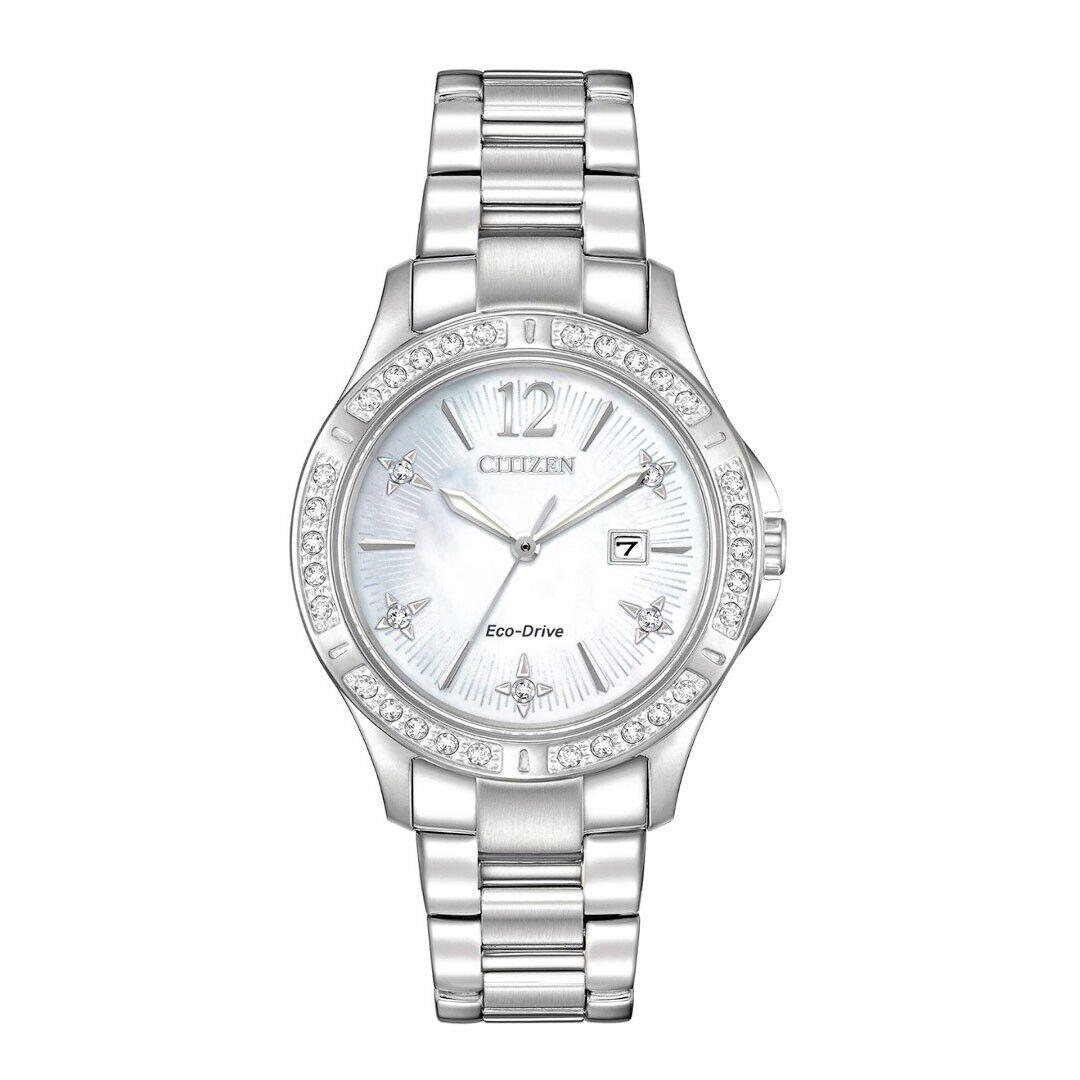 Citizen Eco-drive Aviara Sport Women`s 30 Diamond Date Watch Silver EW1370-52D