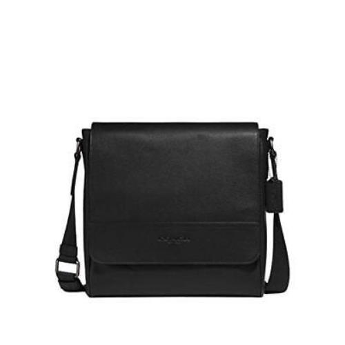 Coach Houston Map Bag Leather Black Unisex Bag One Size
