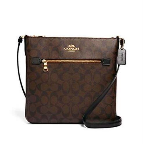 Coach Womens Rowan File Bag In Signature Canvas Brown/black One Size - Exterior: Brown, Lining: Brown, Handle/Strap: Brown