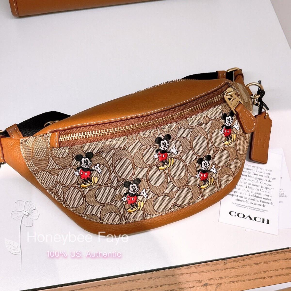 Disney X Coach Warren Mini Belt Bag In Signature Jacquard with Mickey Mouse