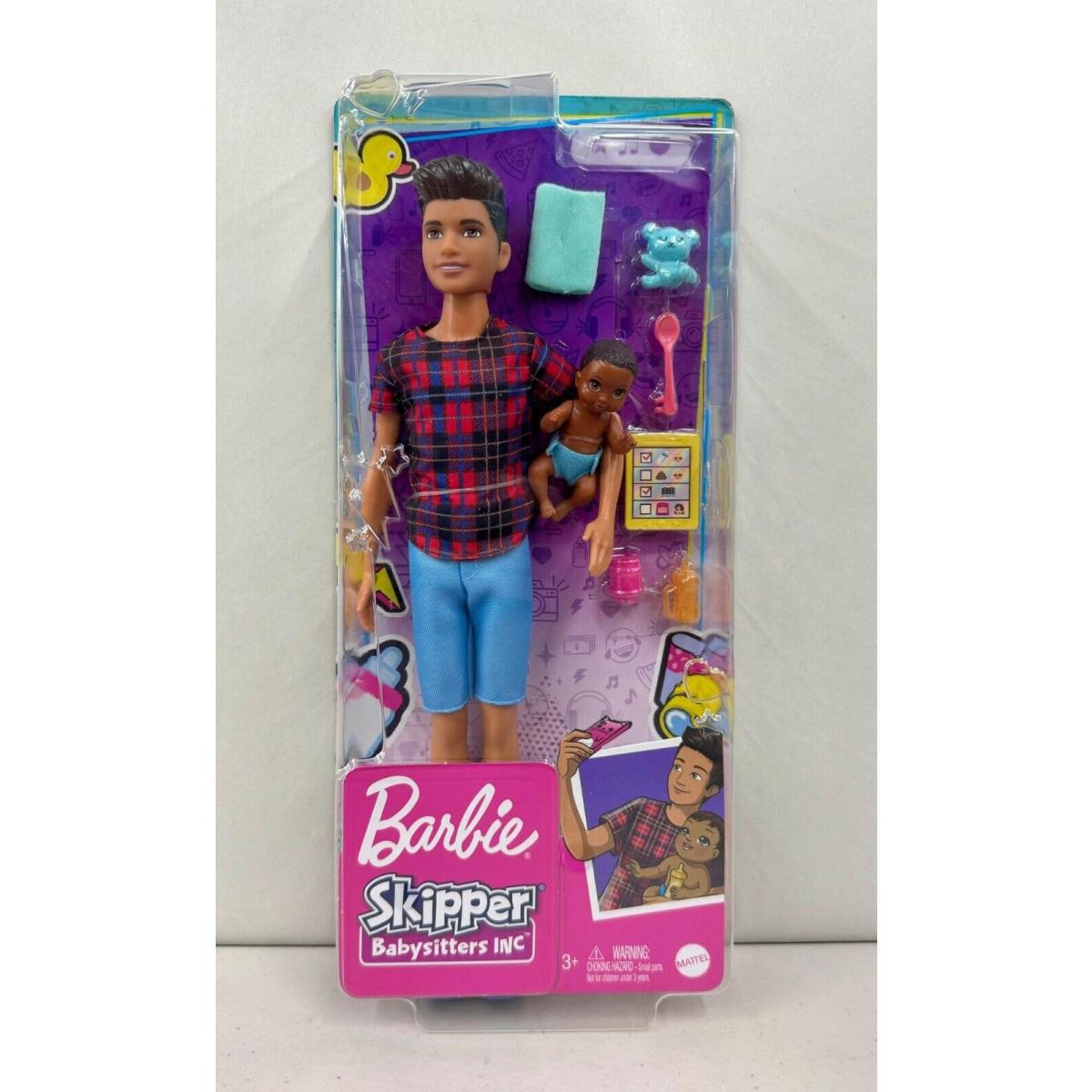 Barbie Skipper Babysitters Black Hair Brown Eyes Boy Doll with Baby