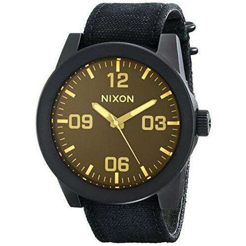 Nixon Black Dial Stainless Steel Leather Quartz Mens Watch A243-1354