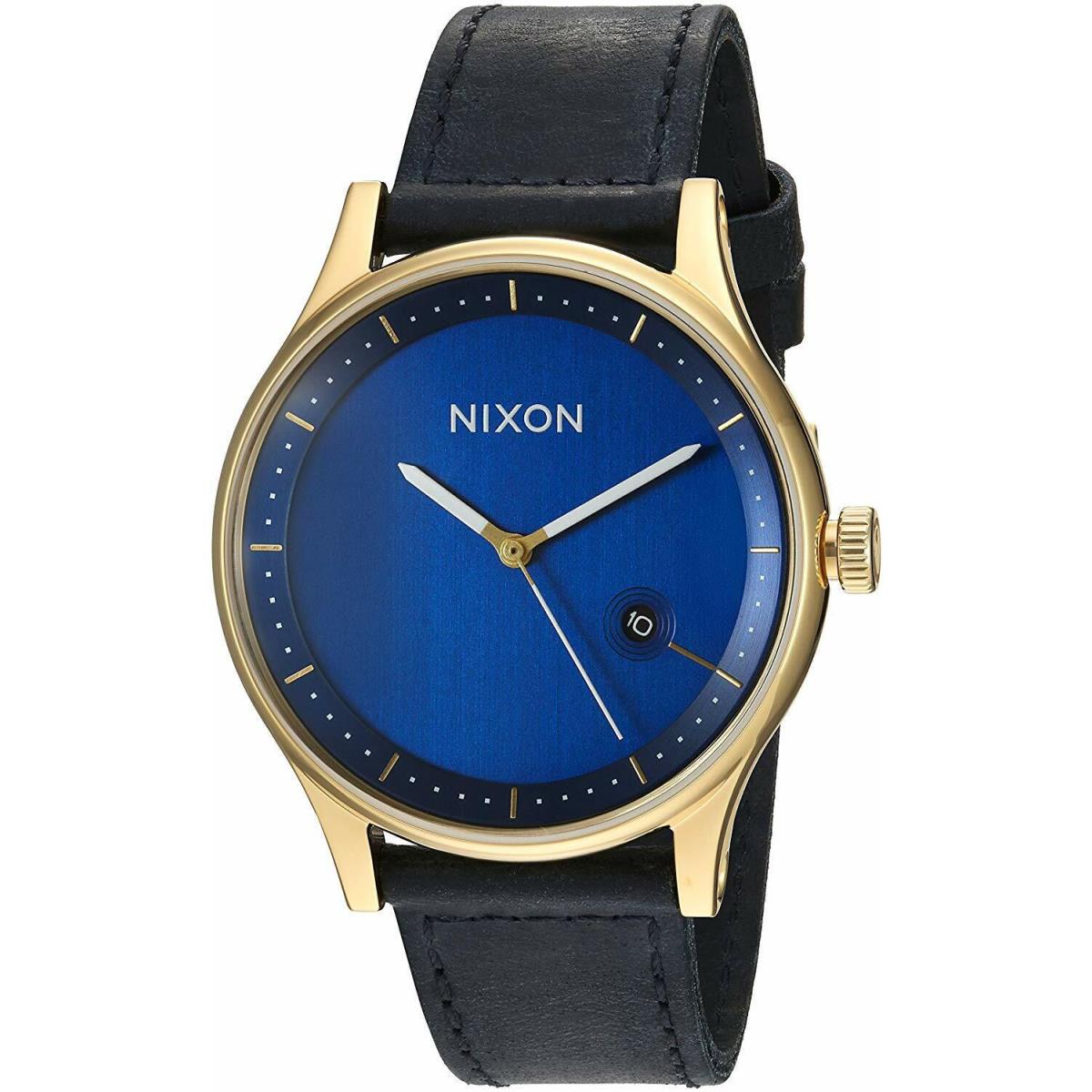 Nixon Station Leather Watch Gold Navy / A1161 933 / A1161933 / A1161-933