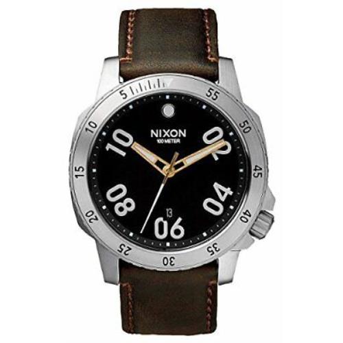 Nixon Ranger Black Dial Brown Leather Strap Quartz Mens Watch A508019-00