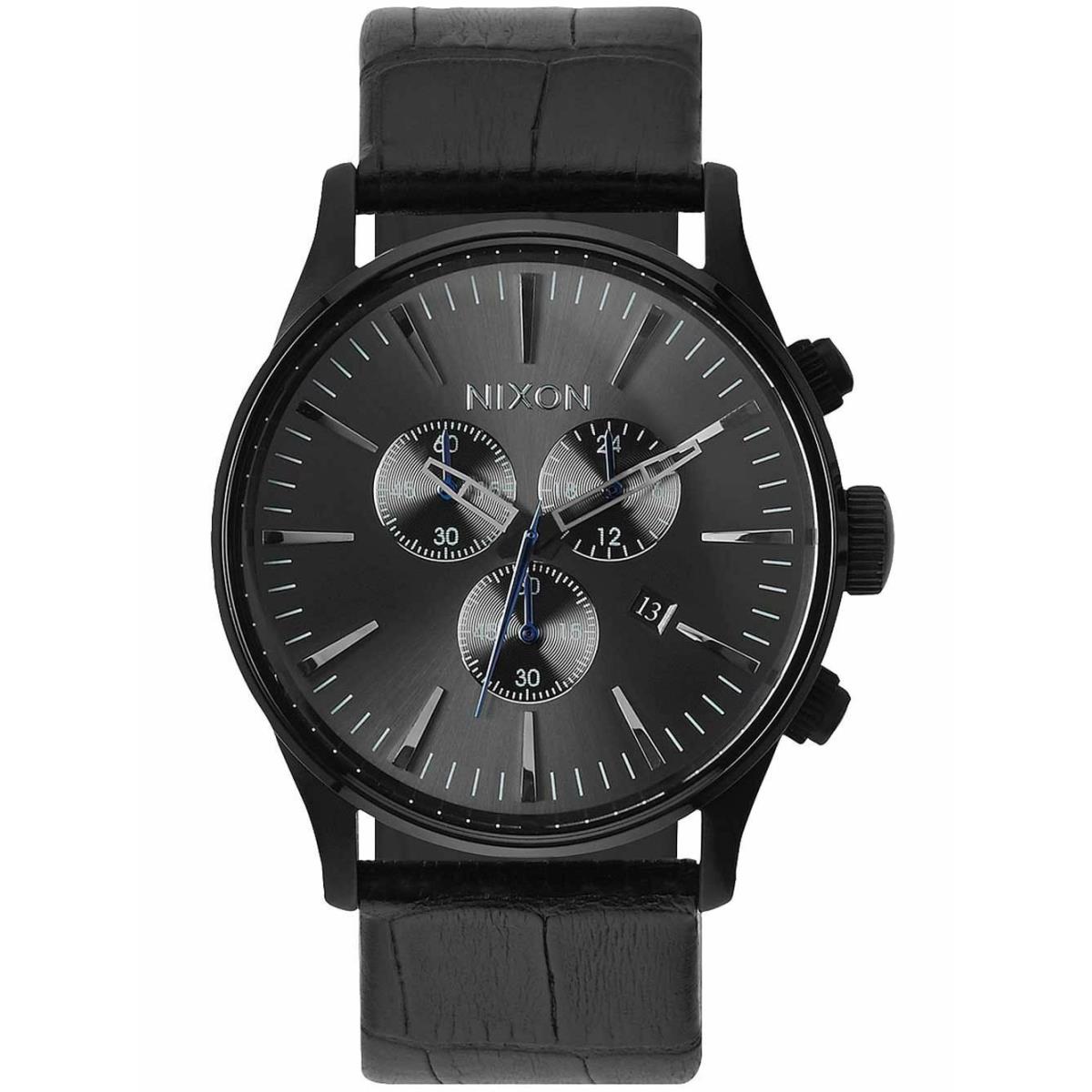 Nixon Sentry Chronograph Watch - Black Leather - A405-1886 / A405-1886-00