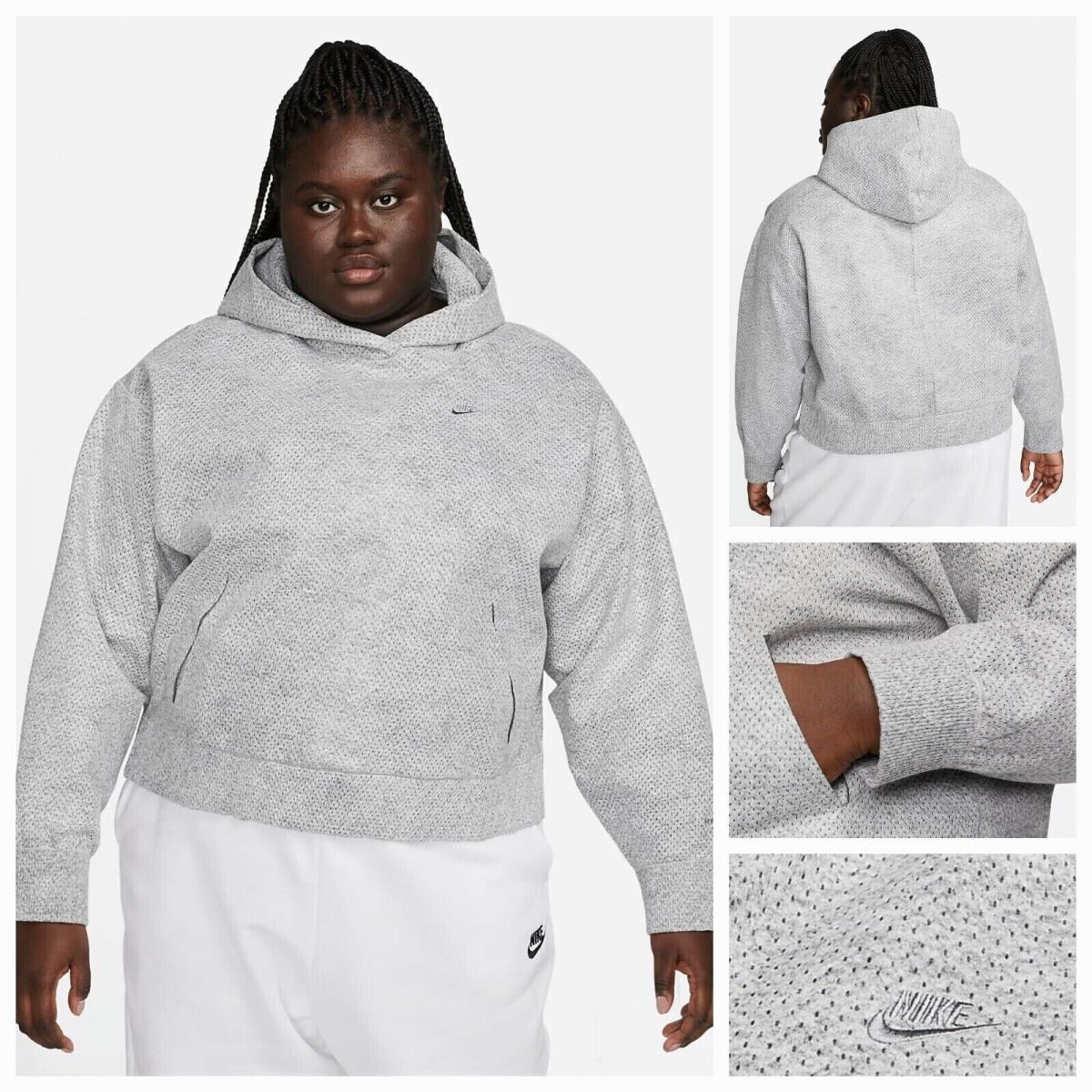 Nike Forward Women`s Hoodie Grey Therma-fit Adv Oversized Plus Size 3X