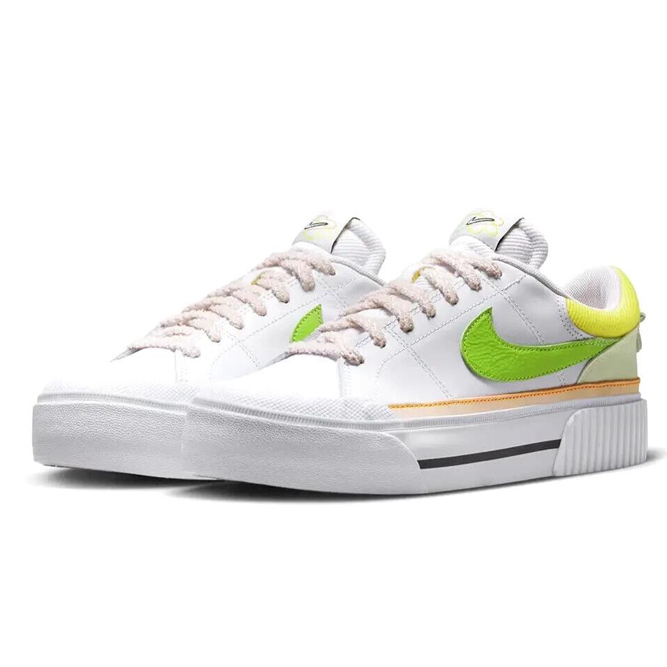 Nike Court Legacy Lift Womens Size 11.5 Shoes FD0872 100 Feel Love White Green - Multicolor