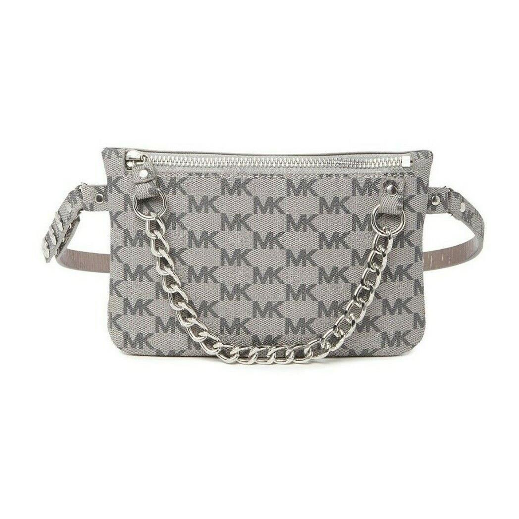 Michael Kors MK Signature Gray/silver Metal Chain Fanny Pack Belt Bag