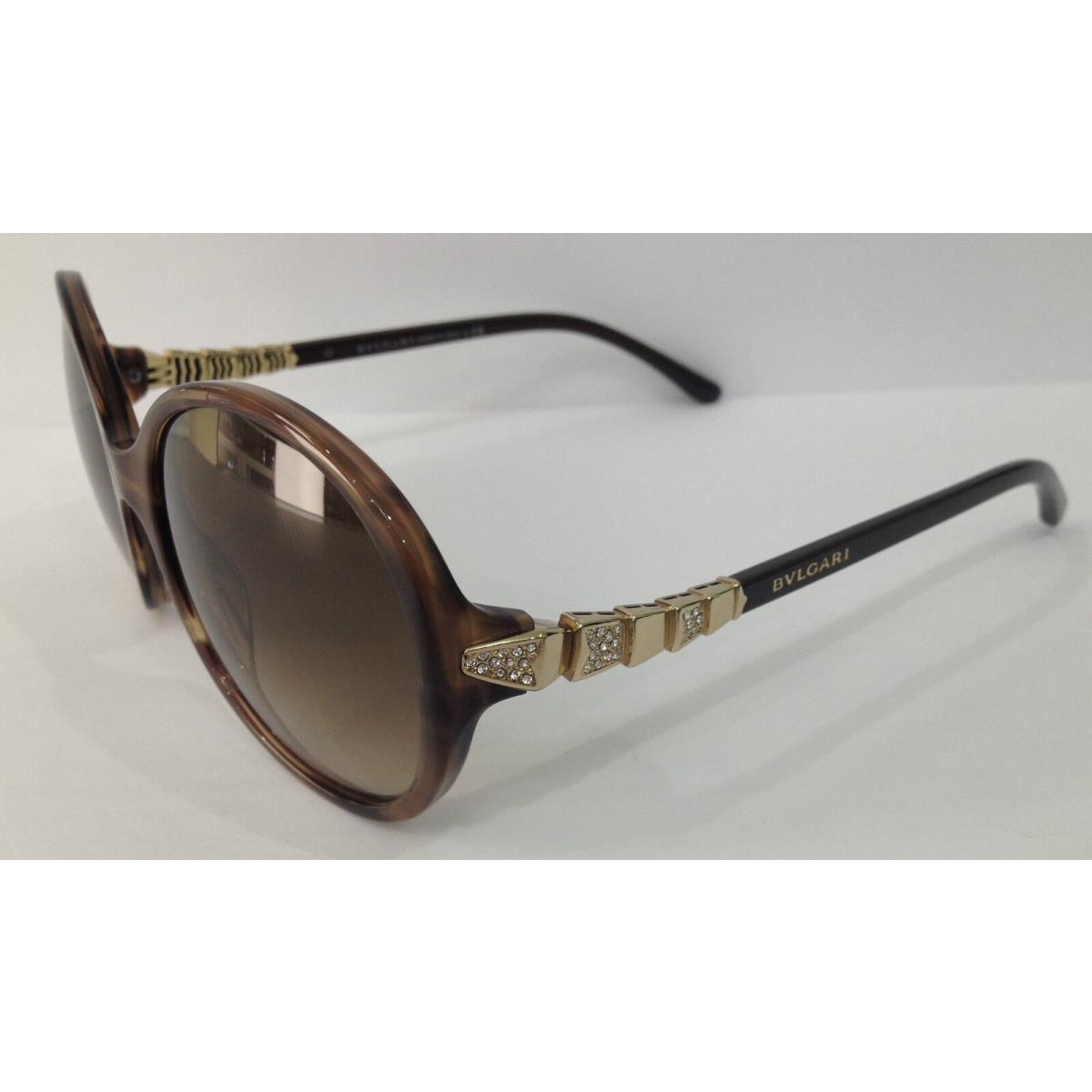 Bvlgari 8140-B Color 5240-13 Striped Brown Plastic Sunglasses Minor Scratch Lens