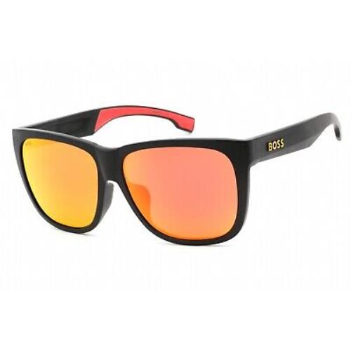Hugo Boss Boss 1453/F/S 0PGC Sunglasses Black Yellow Frame Red Multilayer - Frame: Black Yellow, Lens: Red