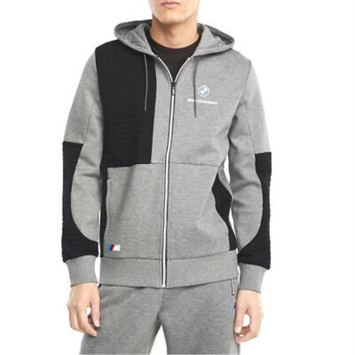 Puma Bmw Mms Full Zip Hoodie Mens Grey Casual Outerwear 53118703