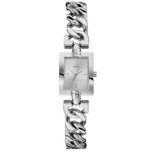 Guess Mini Mod Silver Tone 24mm Adjustable Link Bracelet Women`s Watch W0437L1 - Dial: Silver, Band: Silver, Bezel: Silver