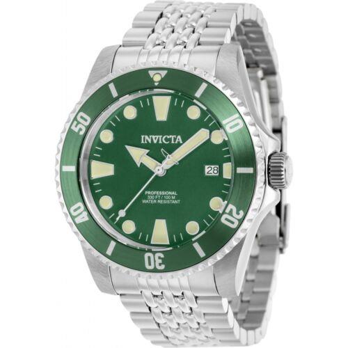 Invicta Men`s Watch Pro Diver Automatic Green Dial Silver Steel Bracelet 39748