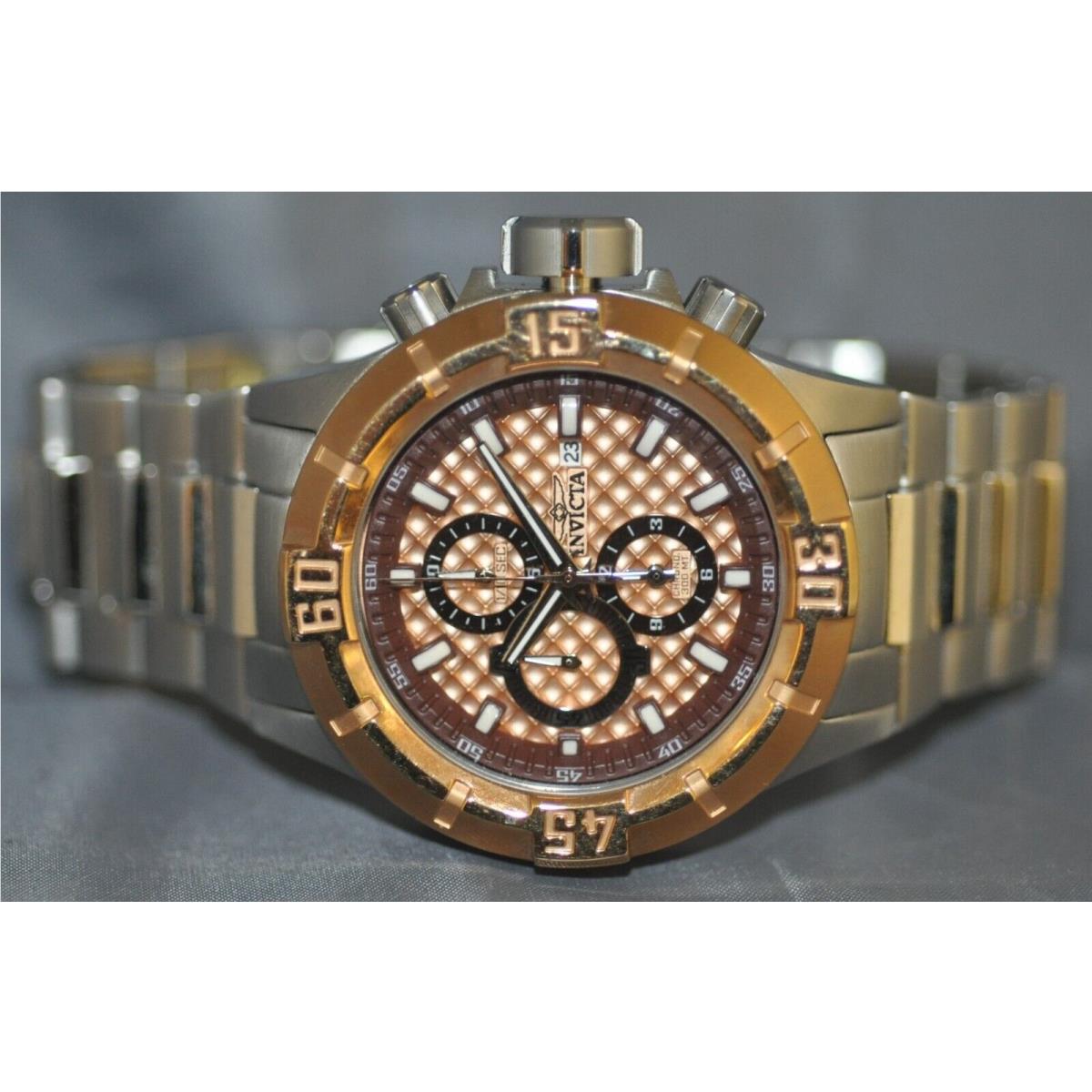 Invicta Men`s Pro Diver Chronograph Rose Gold Dial Stainless Steel Watch 12373
