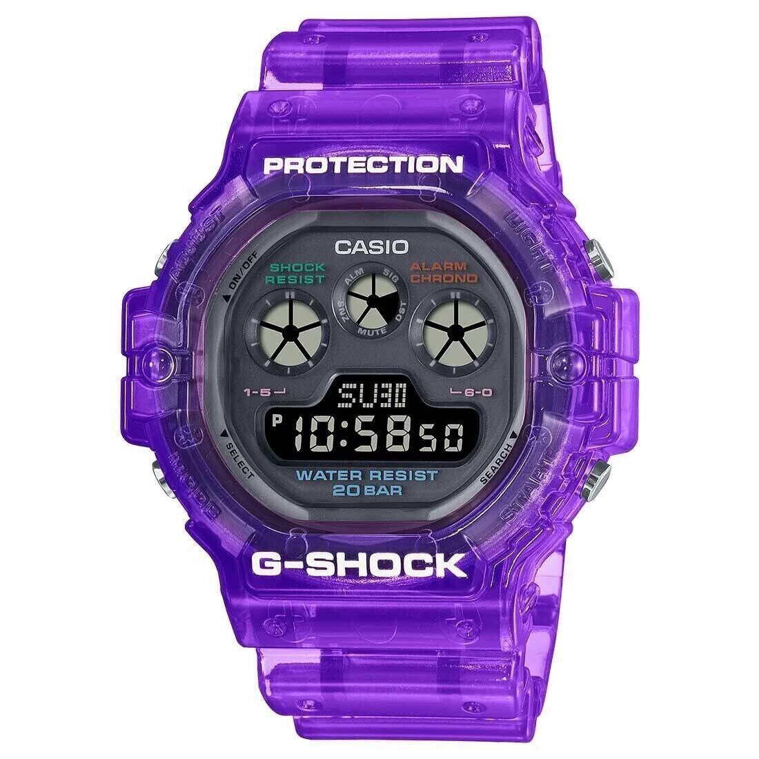 G-shock Vibrant Colours Edition Translucent Purple Watch Gshock DW-5900JT-6 - Dial: Black, Band: Purple, Bezel: Purple