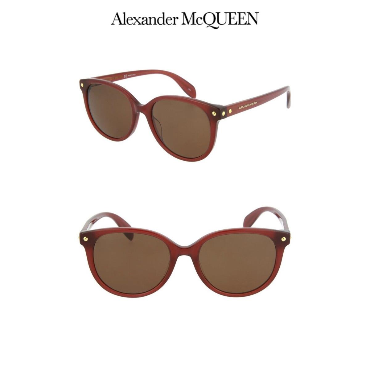 Alexander Mcqueen AM0072S 005 Burgundy Brown Oval Sunglasses. 54mm