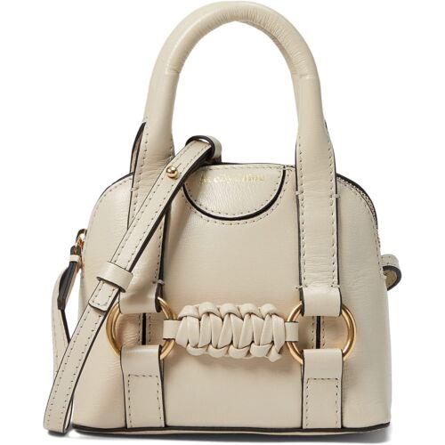 See By Chloe Hb Women Crossbody Leather Bag Saddie Cement Beige Gold Tone OS