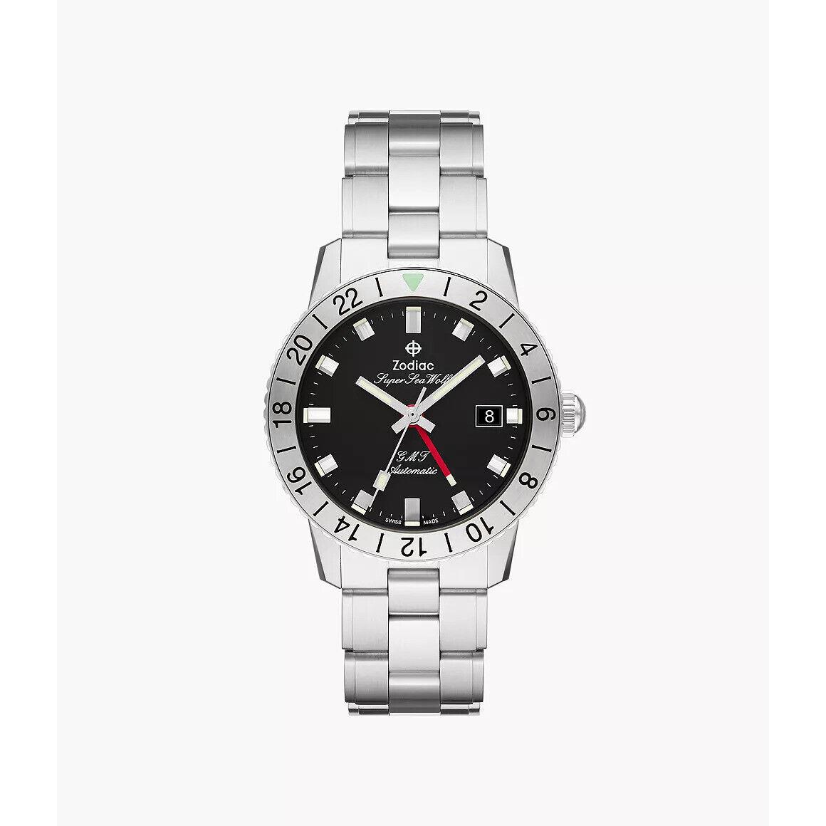 Zodiac Super Sea Wolf Automatic Black Dial Gmt Men`s Watch ZO9405