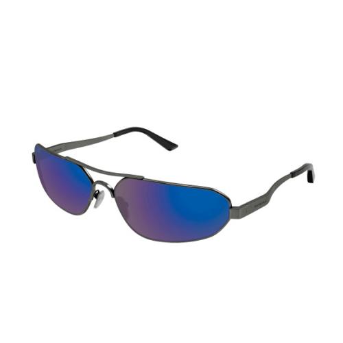 Balenciaga BB0227S-004 Gunmetal/blue Rectangle Men`s Sunglasses