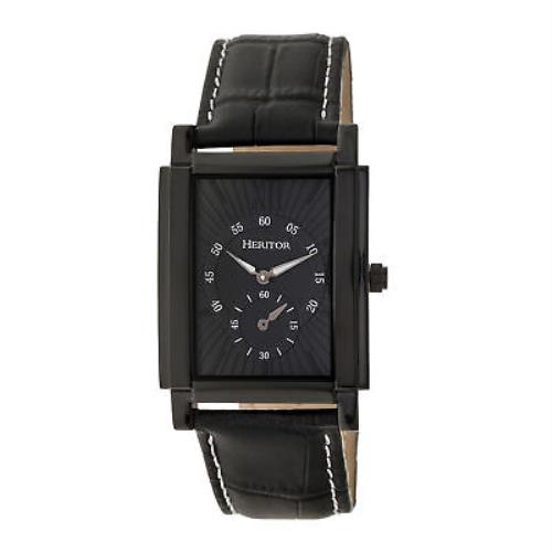 Heritor Automatic Frederick Leather-band Watch - Black