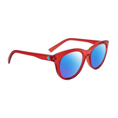 Spy Optics Boundless Unisex Cat Eye Polarized Sunglasses Red Crystal 53mm 4 Opt Blue Mirror Polar