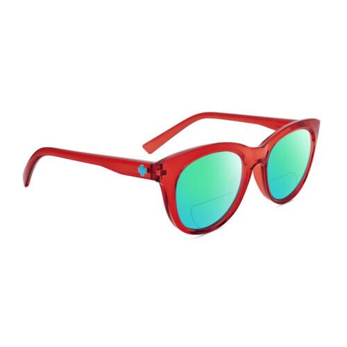 Spy Optics Boundless Unisex Cat Eye Polarized Bifocal Sunglasses Red 53mm 41 Opt Green Mirror