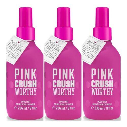 Victoria`s Secret Pink Crush Worthy Mood Mist 8 Fl.oz. Lot of 3