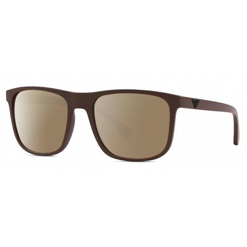 Emporio Armani EA4129 Mens Square Designer Polarized Sunglasses Brown 56mm 4 Opt Amber Brown Polar