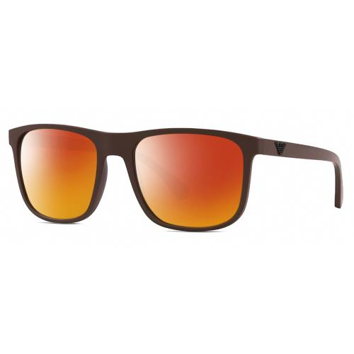 Emporio Armani EA4129 Mens Square Designer Polarized Sunglasses Brown 56mm 4 Opt Red Mirror Polar
