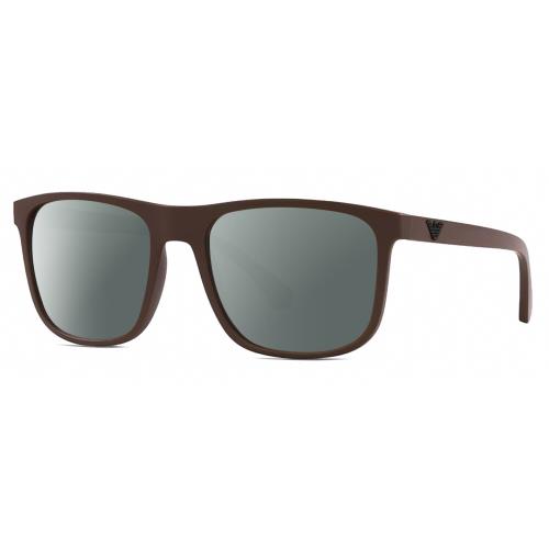 Emporio Armani EA4129 Mens Square Designer Polarized Sunglasses Brown 56mm 4 Opt Smoke Grey Polar