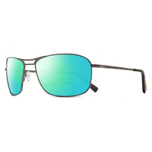 Revo Surge Mens Polarized Bifocal Reading Sunglasses Gunmetal Black 62mm 41 Opt Green Mirror