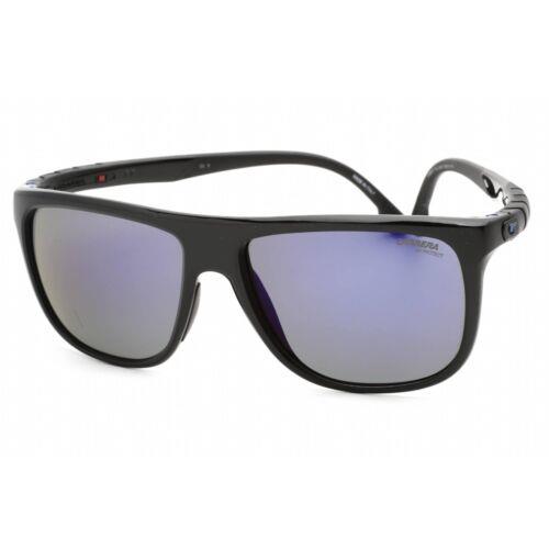 Carrera Men`s Sunglasses Black Plastic Square Shape Frame Hyperfit 17/S 0D51 XT - Frame: Black, Lens: Grey Blue Mirror