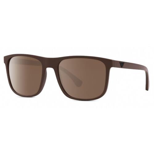 Emporio Armani EA4129 Mens Square Sunglasses Mocha/dark Brown Flash Mirror 56 mm