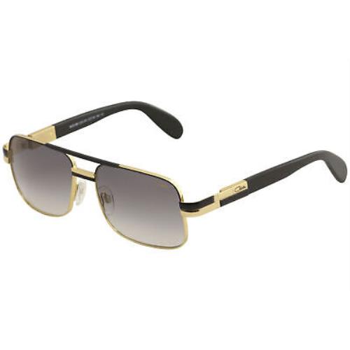 Cazal Legends Men`s 988 001 Black/gold Fashion Pilot Sunglasses 57mm - Black Frame, Gray Lens
