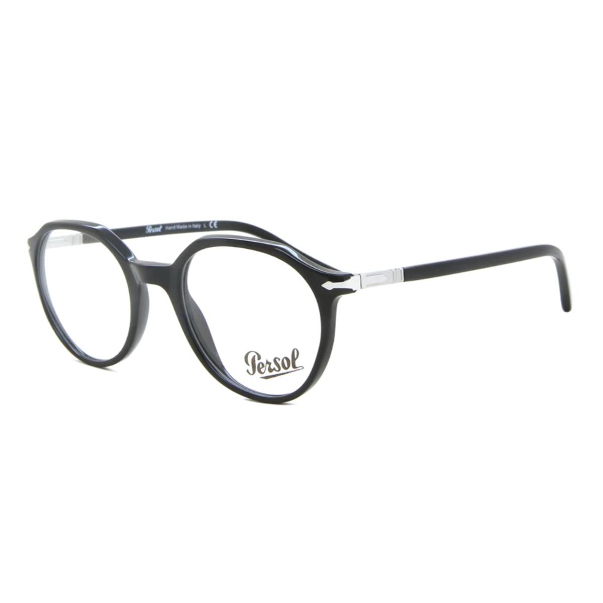 Persol Eyeglasses 3253-V 95 49-20 145 Black Round Frames with Spring Hinges
