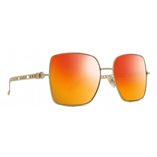Gucci GG0724S Womens Square Designer Polarized Sunglasses Gold Black 61mm 4 Opt Red Mirror Polar