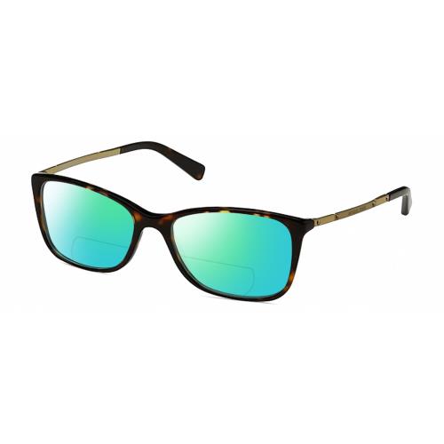 Michael Kors MK4016 Cateye Polarized Bifocal Sunglass Brown Tortoise 53mm 41 Opt Green Mirror