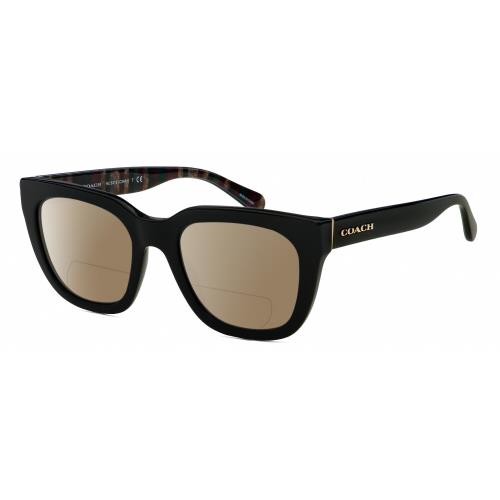 Coach HC8318 Cateye Polarized Bifocal Sunglasses Black Gold Colorful 52mm 41 Opt Brown