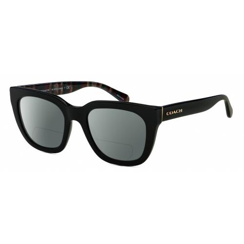 Coach HC8318 Cateye Polarized Bifocal Sunglasses Black Gold Colorful 52mm 41 Opt Grey
