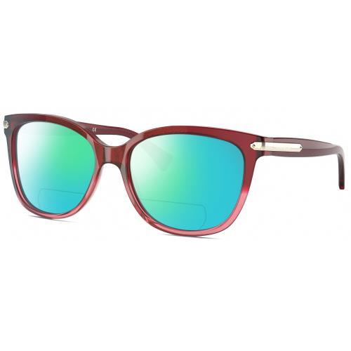 Coach HC8132 Cat Eye Polarized Bifocal Sunglass Glitter Pink Crystal 57mm 41 Opt Green Mirror