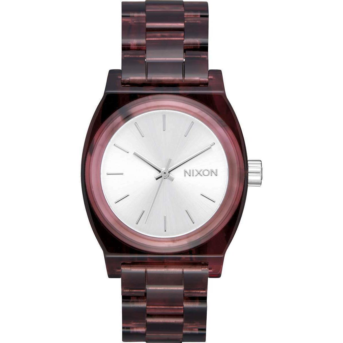 Nixon Medium Time Teller Acetate Red Watch A1214 200 / A1214-200 / A1214200 - Gray Dial, Red Band