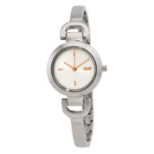 Dkny City Link Quartz White Dial Ladies Watch and Top Rings Set NY6640SET