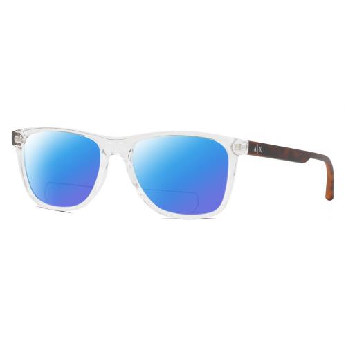 Armani Exchange AX3048F Unisex Polarized Bifocal Sunglasses Crystal 56mm 41 Opt Blue Mirror