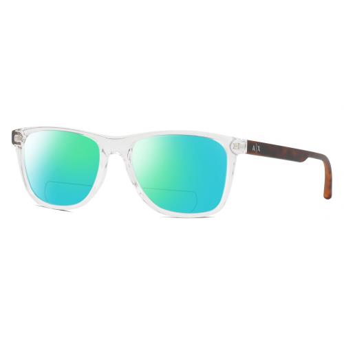 Armani Exchange AX3048F Unisex Polarized Bifocal Sunglasses Crystal 56mm 41 Opt Green Mirror