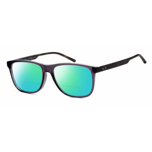 Armani Exchange AX3048F Unisex Polarize Bifocal Sunglass Grey Crystal 56mm 41Opt Green Mirror