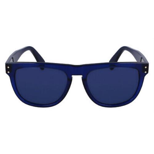 Salvatore Ferragamo Sfg Sunglasses Men Transparent Blue 55mm - Frame: Transparent Blue