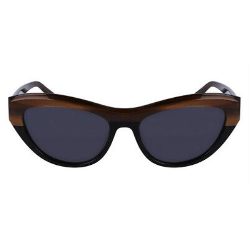 Salvatore Ferragamo Sfg Sunglasses Striped Brown/black 55mm - Frame: Striped Brown/Black