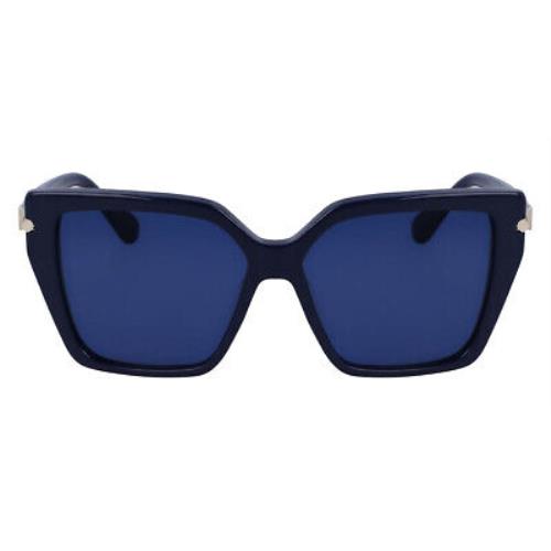 Salvatore Ferragamo Sfg Sunglasses Women Blue Navy 57mm - Frame: Blue Navy